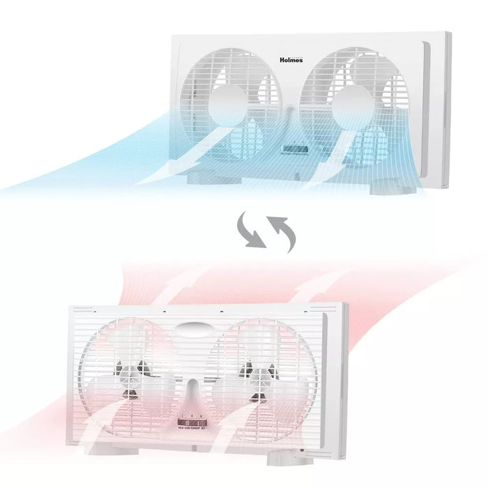 Holmes 9" 2 Speed Twin Blade Manual Window Fan with Reversible Airflow White