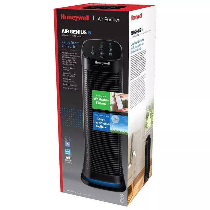 Honeywell HFD320 Air Genius 5 Air Purifier with Permanent Filter Large Rooms Black