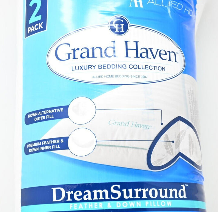 Allied Home Grand Haven Down Feather pillow-Standard Queen-2 Pack