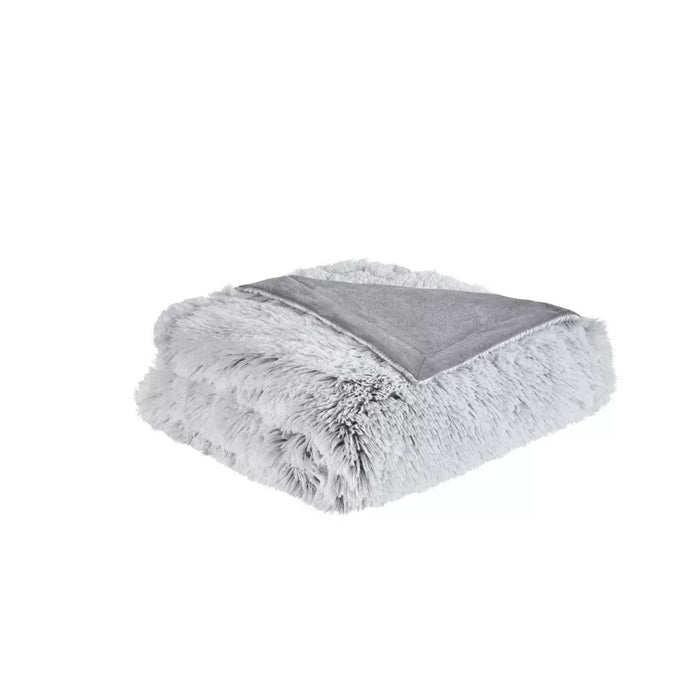 50"x60" Maddie Shaggy Faux Fur Throw Blanket Gray - Intelligent Design