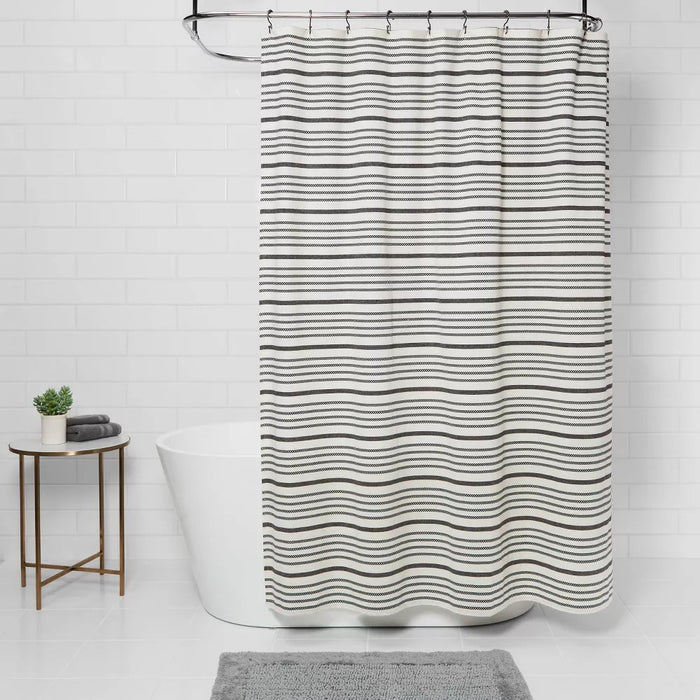 Striped Shower Curtain Black/White - Threshold