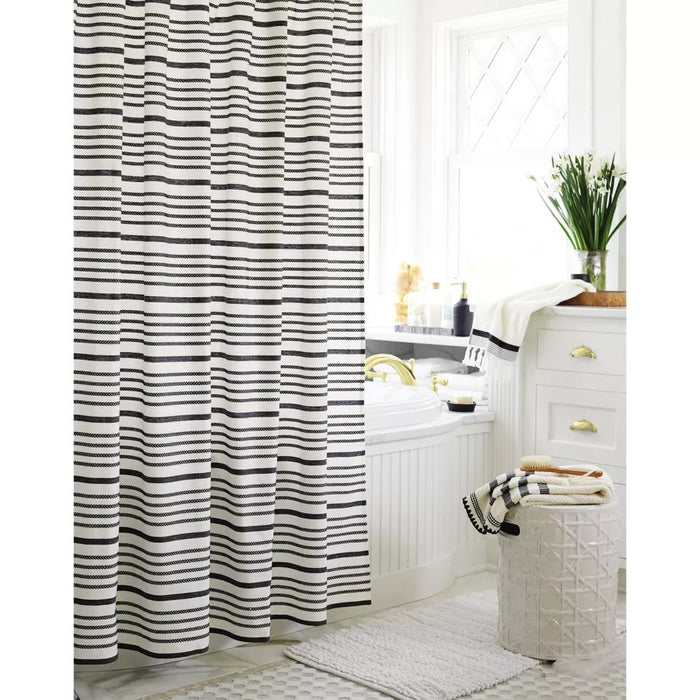 Striped Shower Curtain Black/White - Threshold