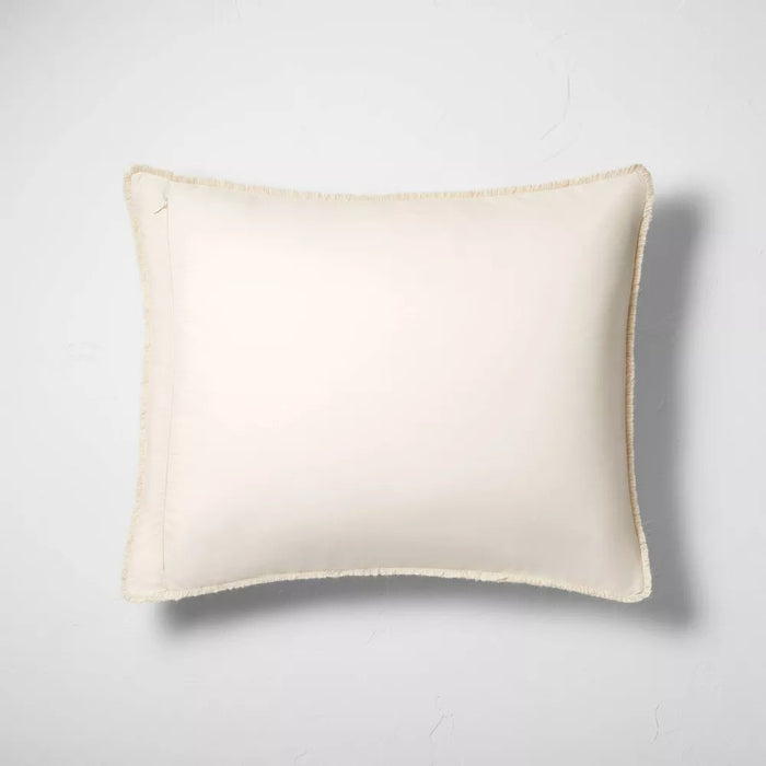 Full/Queen Textured Chambray Cotton Comforter & Sham Set Natural - Casaluna