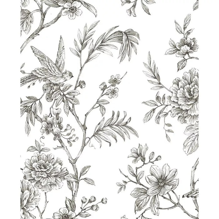 Brewster Longwood Peel and Stick Wallpaper Charcoal