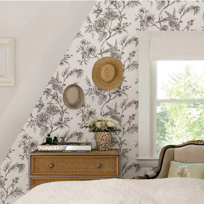 Brewster Longwood Peel and Stick Wallpaper Charcoal