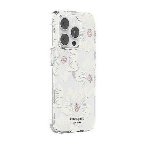 Kate Spade New York Apple iPhone 14 Pro Protective Hardshell Case - Hollyhock Floral with Stones