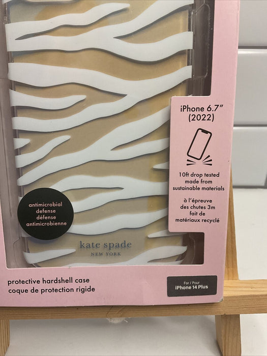 Kate Spade New York Apple iPhone 14 Plus Protective Hardshell Case - White Zebra