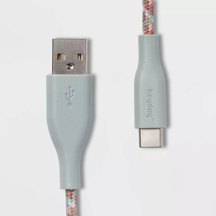 4' USB-C to USB-A Braided Cable - heyday Misty Blue