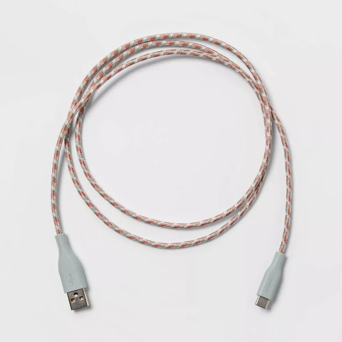 4' USB-C to USB-A Braided Cable - heyday Misty Blue