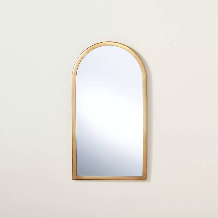 Arched 8" x 16" Metal Frame Wall Mirror Brass Finish - Hearth & Hand with Magnolia