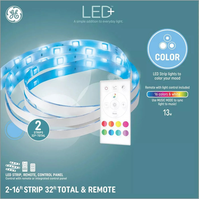GE 32ft Remote and Control Panel Included LED+ Color Changing Light Strips