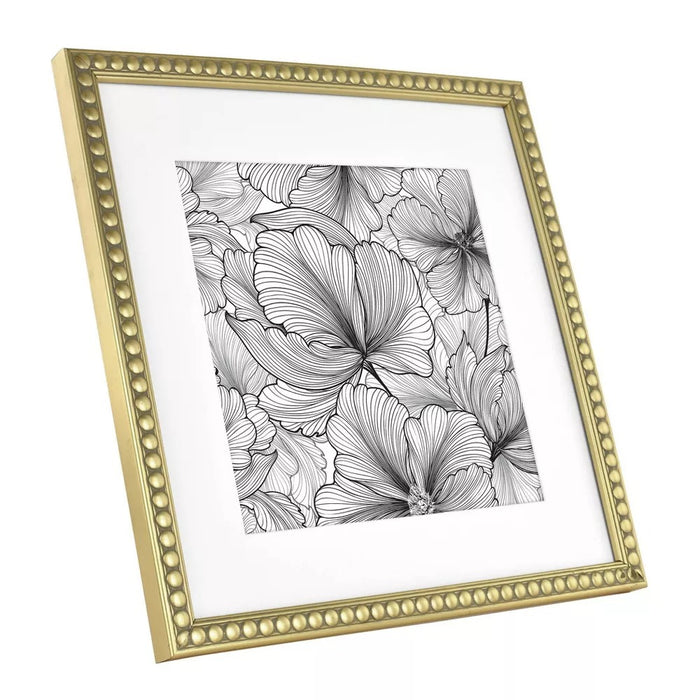 11" x 11" Matted to 8" x 8" Beaded Frame Antique Brass - Opalhouse