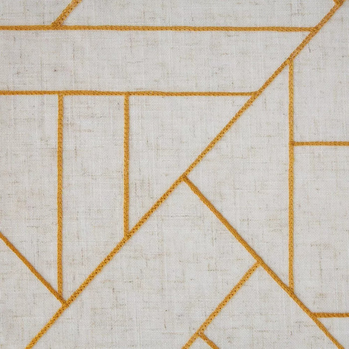 1pc 50"x84" Light Filtering Jigsaw Embroidery Linen Blend Window Curtain Panel Gold/Linen - Archaeo