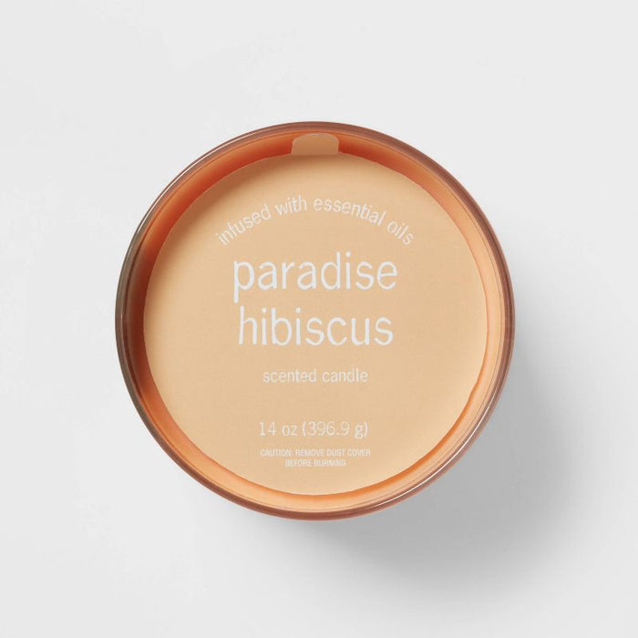 14oz Paradise Hibiscus Candle Peach Orange - Room Essentials