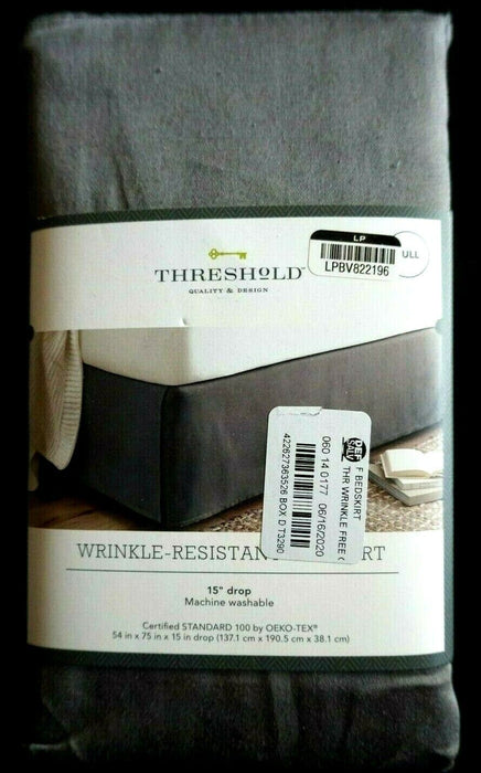 Threshold Wrinkle Resistant Full Bed Skirt Gray 15" Drop 54"x75" New in Package