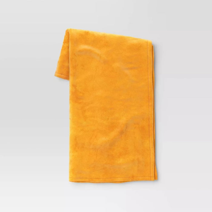 Solid Plush Throw Blanket Yellow - Room Essentials
