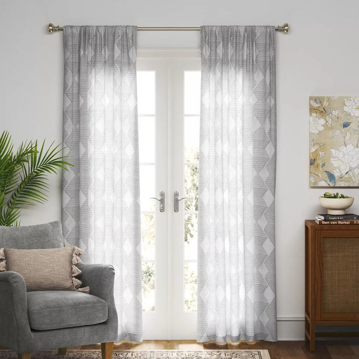 1pc 54"x84" Sheer Clipped Curtain Panel Radiant Gray - Threshold
