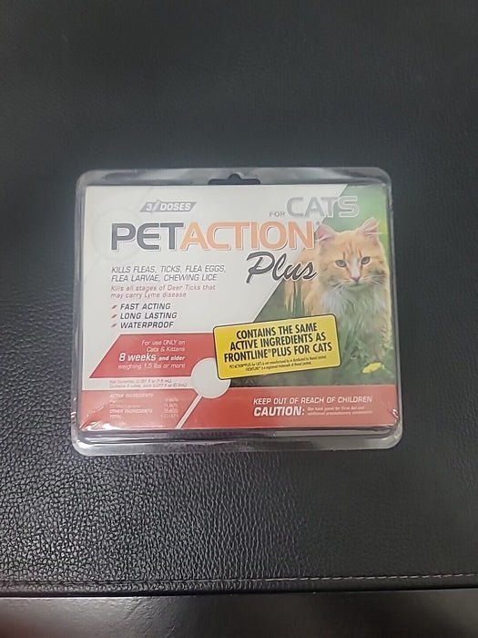 PetAction Plus Flea & Tick Treatment for Cats Over 1.5 Lbs 3 Month Supply (Packaging May Vary)