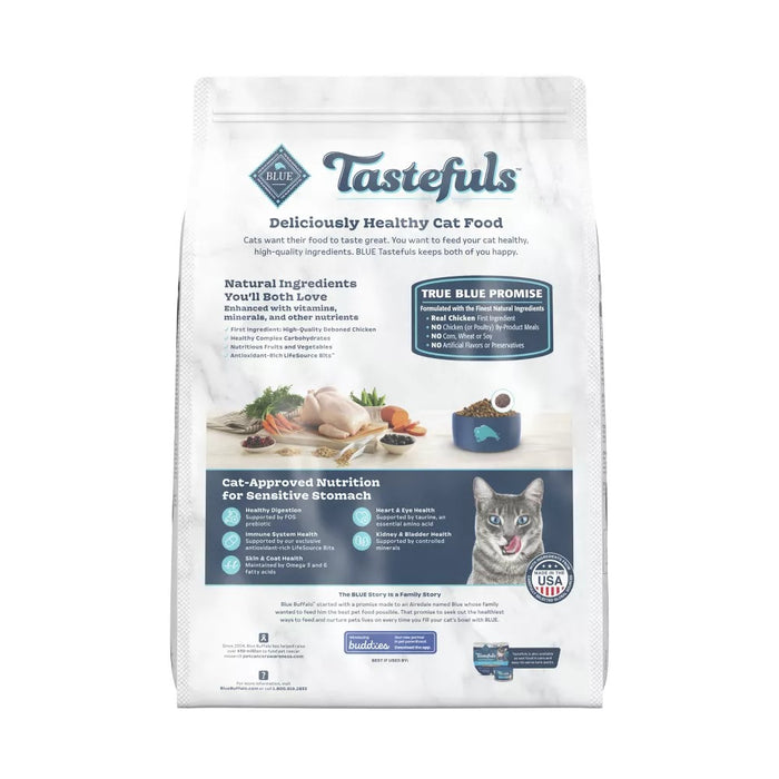 Blue Buffalo Tastefuls Sensitive Stomach Natural Adult Dry Cat Food with Chicken - 10lbs