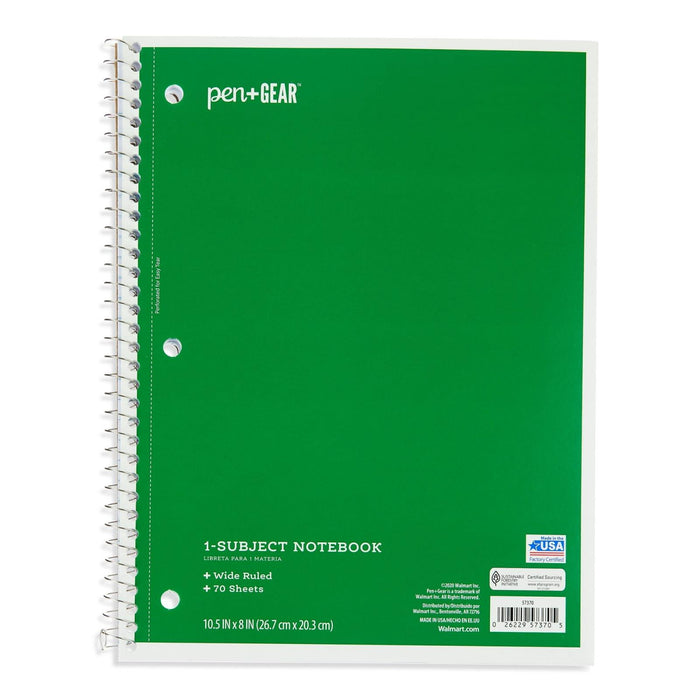 Pen+gear 70ct Green Notebook WR