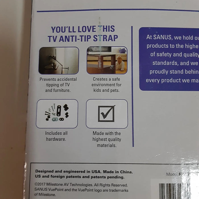 SANUS VuePoint Anti-Tip Strap for TVs up to 70 (FPA701-B1)