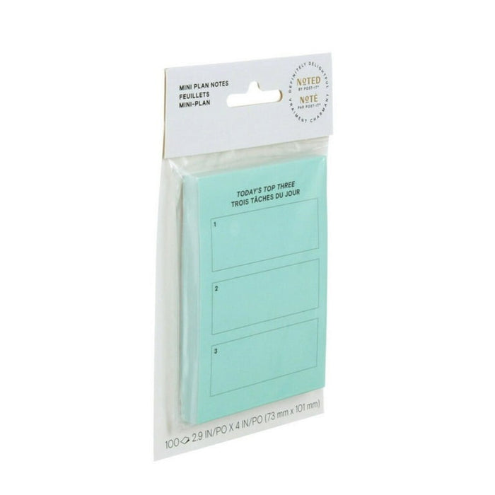 Post-it Brand, Turquoise Top 3 Notes, 3 in x 4 in, 1 Pad/Pack, 100 Sheets/Pad