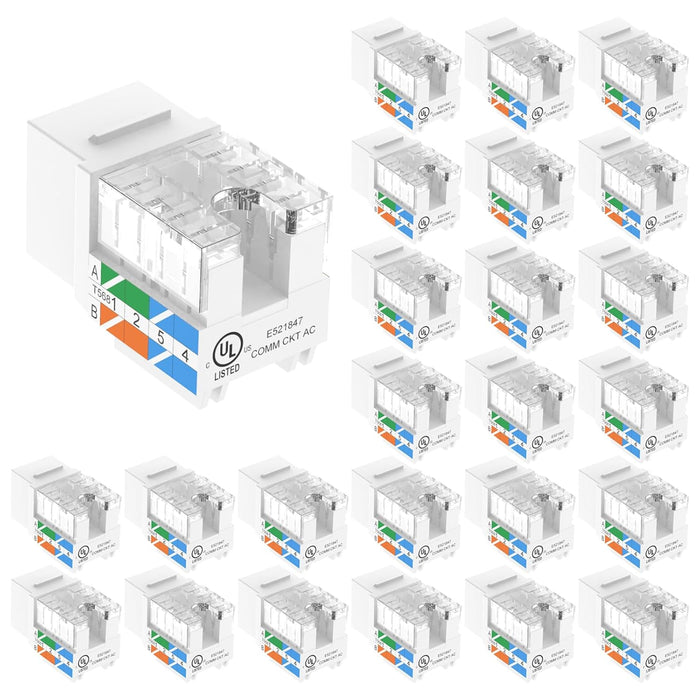 SLIM PROFILE 90 DEGREE CAT 6 RJ45 KEYSTONE PACK 25PK