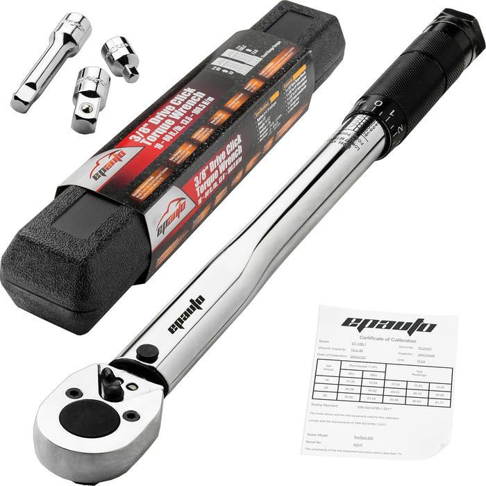 EPAuto 3/8-Inch Drive Click Torque Wrench 10-80 ft-lb. / 13.6-108.5 Nm 1.5" Wx1 Dx14.5 H