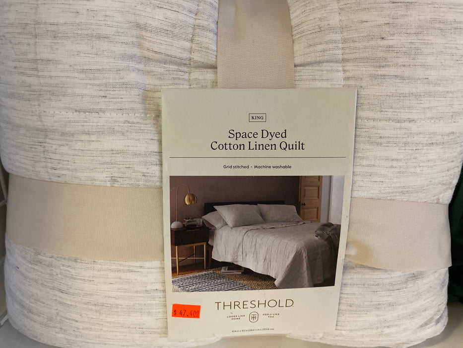 Threshold space dyed linen quilt - king