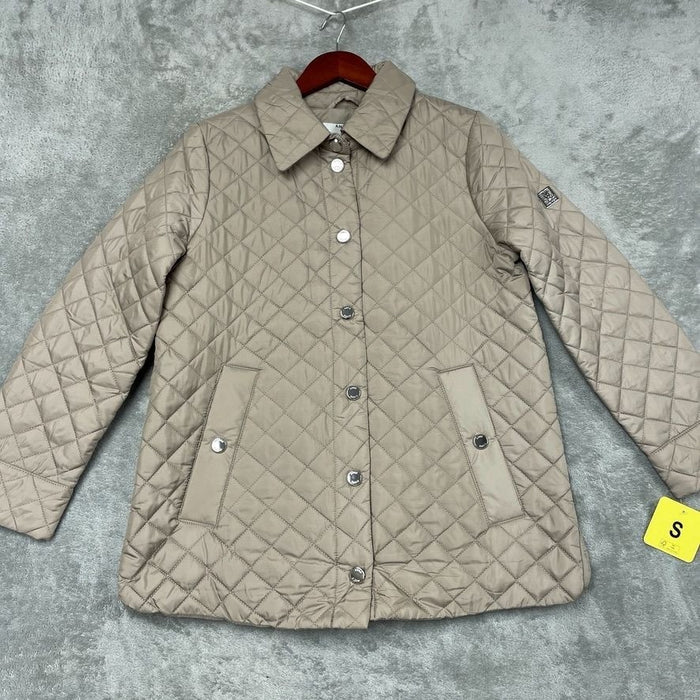 Anne Klein Womens Small Quilted Tan Lightweight Jacket D0452 2C
