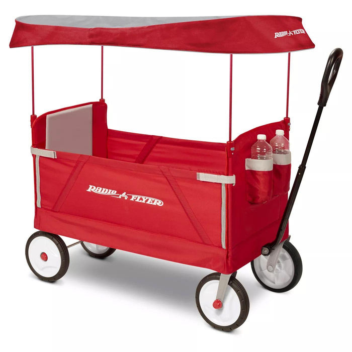 Radio Flyer, 3-in-1 EZ Fold Wagon with Canopy, Seat Belts, Red Assembled