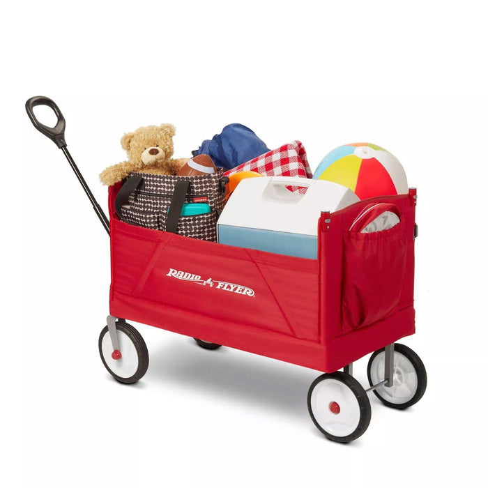Radio Flyer, 3-in-1 EZ Fold Wagon with Canopy, Seat Belts, Red Assembled