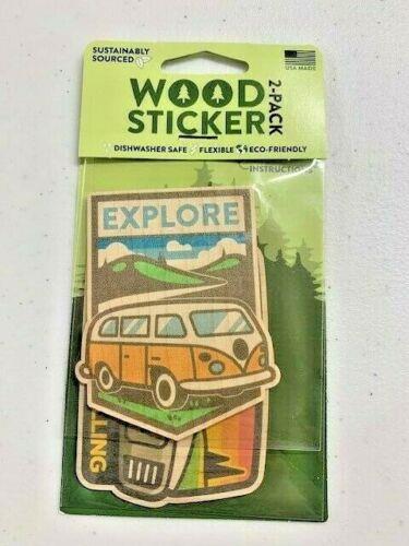 Dust City Wood Stickers Explore Bus and Road Is Calling Stickers 2pk