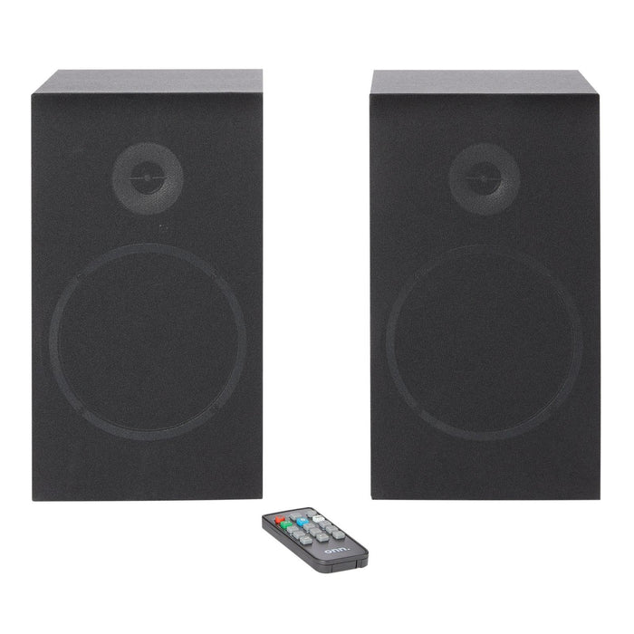 Onn. Bluetooth Wireless Bookshelf Speakers, Set of 2, Black (1819255) Open Box