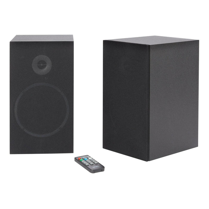 Onn. Bluetooth Wireless Bookshelf Speakers, Set of 2, Black (1819255) Open Box