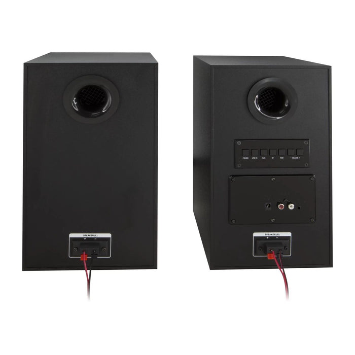 Onn. Bluetooth Wireless Bookshelf Speakers, Set of 2, Black (1819255) Open Box